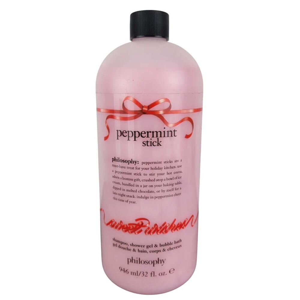NEW! Philosophy Peppermint Stick 3-in-1 Shampoo Shower Gel & Bubble Bath 32 Oz